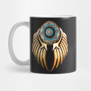 Gold and Cobalt Angel Pattern Mug